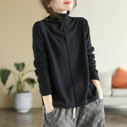 暖か ハイネック 無地 ハイネック カットソー