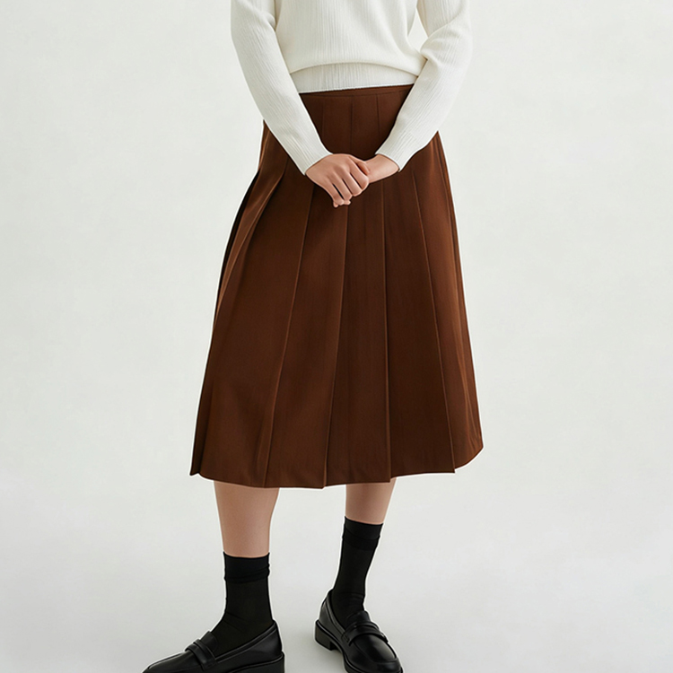 秋冬新作ウール裏シャギープリーツスカート