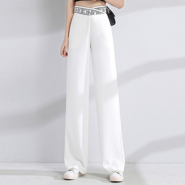 美脚 無地 カジュアル シンプル ワイドパンツ