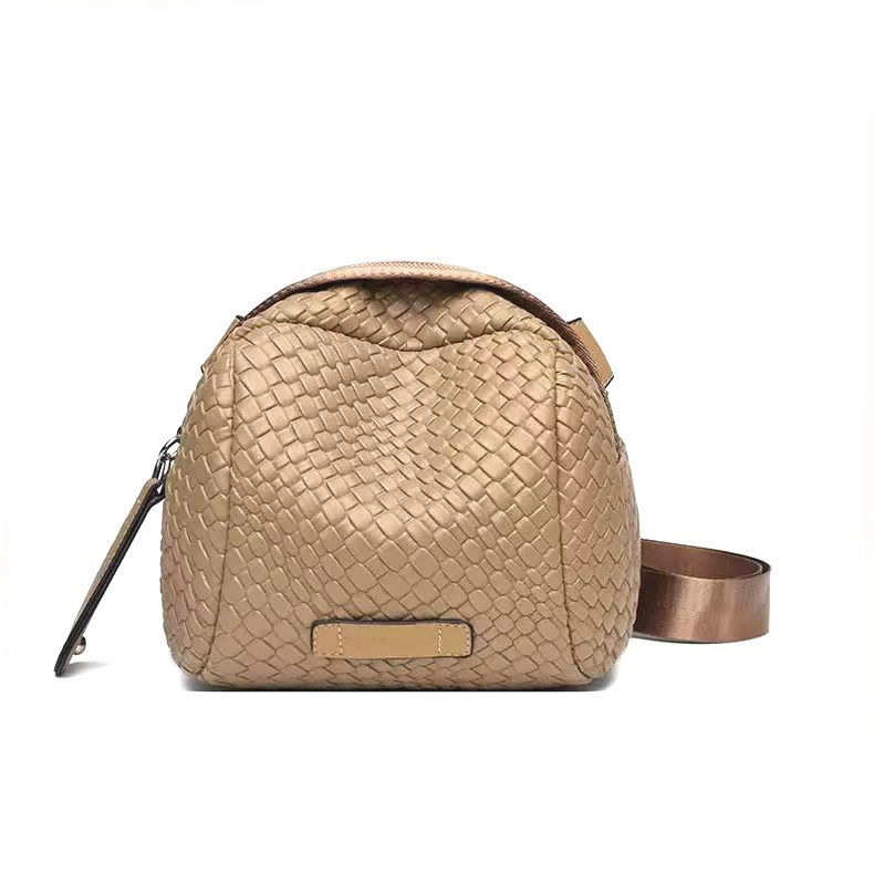 ファッション 編み込み本革 ショルダー バッグ