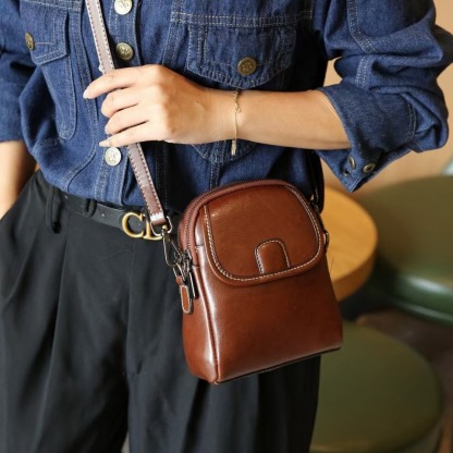 カジュアル 無地 本革 斜掛け ミニ バッグ
