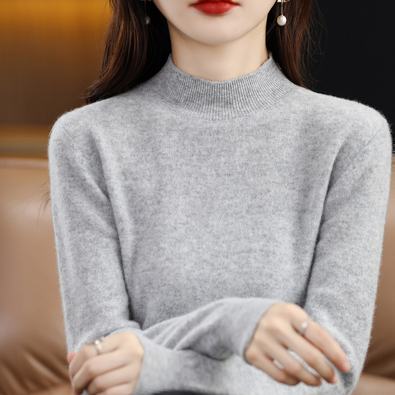 精巧裁ち 無地 カジュアル シンプル 長袖 ニット