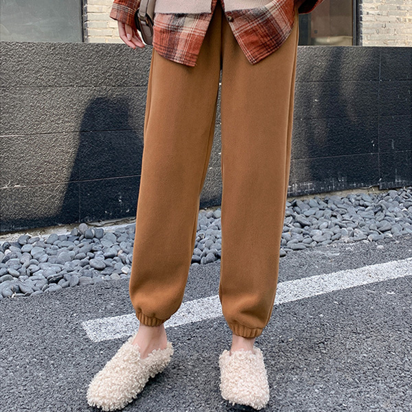 レディース 厚手 無地 カジュアル ジョガーパンツ