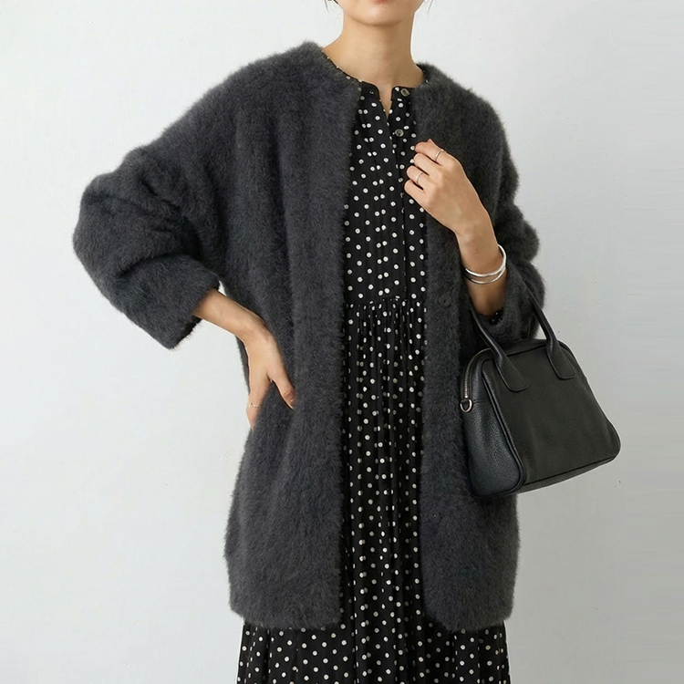 ウールセーター 無地 カジュアル シンプル 長袖 カーディガン