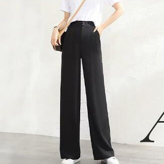 無地 カジュアル シンプル ハイウエスト パンツ