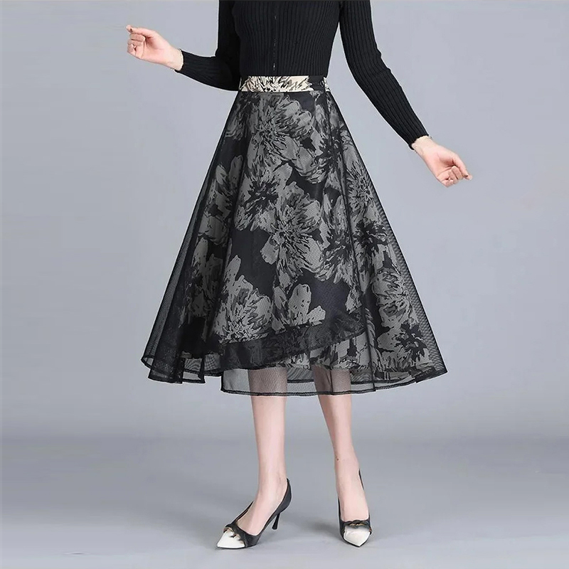 華奢見せ カジュアル シンプル ファッション プリント柄 スカート