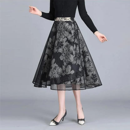 華奢見せ カジュアル シンプル ファッション プリント柄 スカート