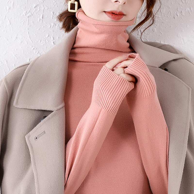 無地 カジュアル シンプル タートルネック ニットセーター