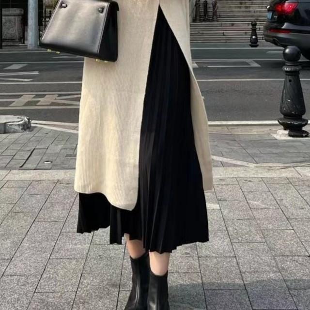 無地 ロング丈 レディース ファッション ニットワンピース