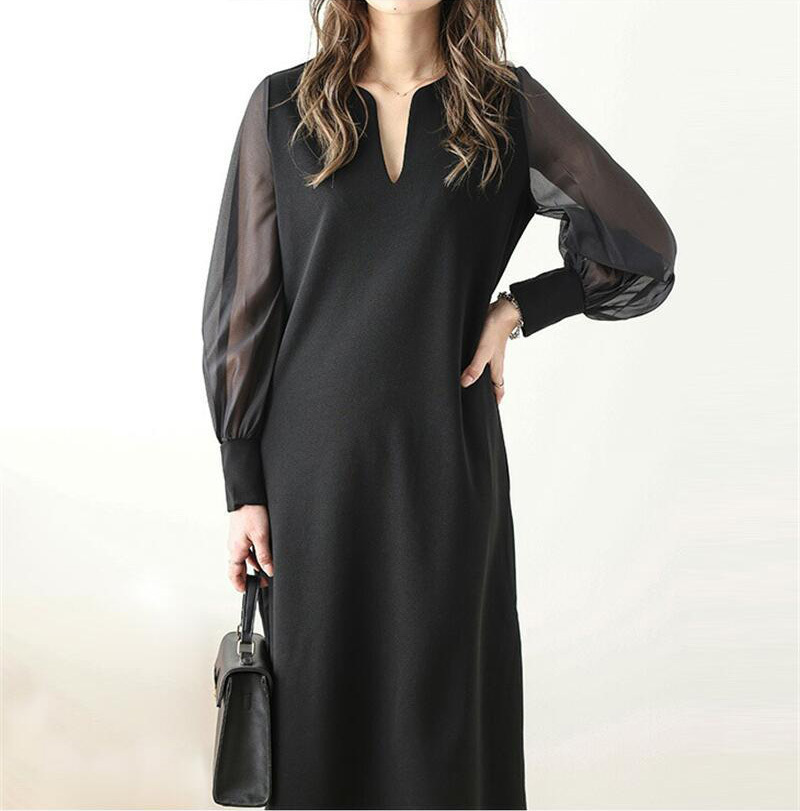 ファッションパッチワークロングワンピース