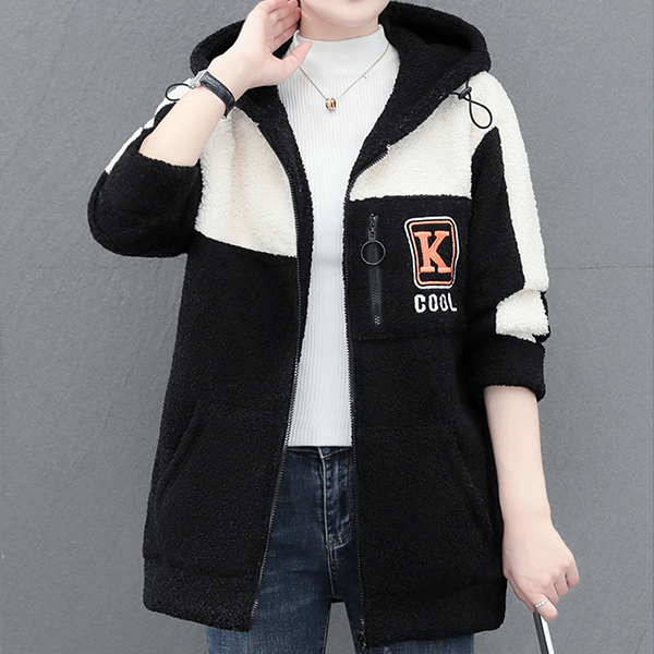 大好評 レディース フード付き 配色 ジャケット