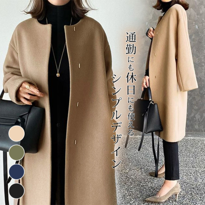 メタルボタン付き シンプル チェスター コート