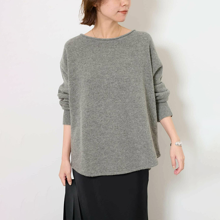 定番 前後両用 混紡素材 後ろボタン ニット カーディガン