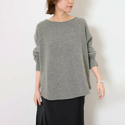 定番 前後両用 混紡素材 後ろボタン ニット カーディガン