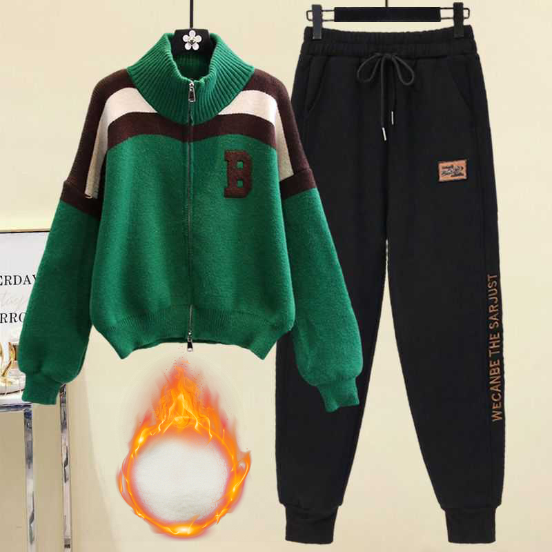 配色 カジュアル シンプル 長袖 上下セット