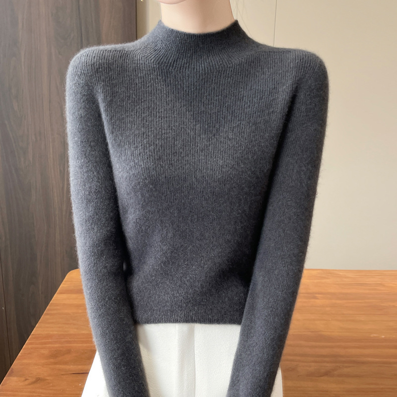 着回し可能 レディース  ハイネック 無地 ウール ニット