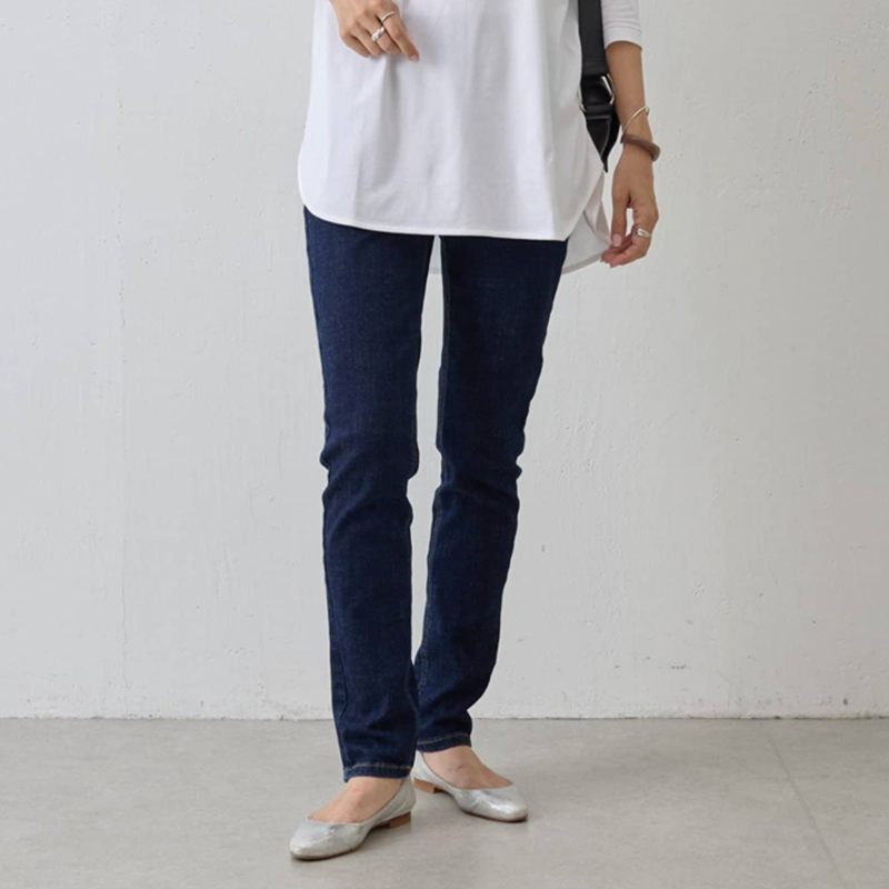 ハイウエスト ストレッチ スキニー 無地 ジーンズ