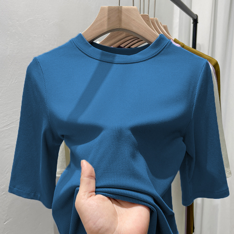 大人気 エレガント 無地 半袖 夏 tシャツ