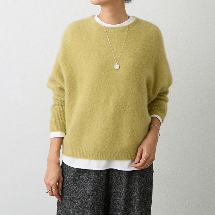 定番 前後両用 混紡素材 後ろボタン ニット カーディガン