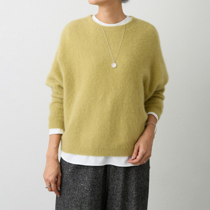 定番 前後両用 混紡素材 後ろボタン ニット カーディガン