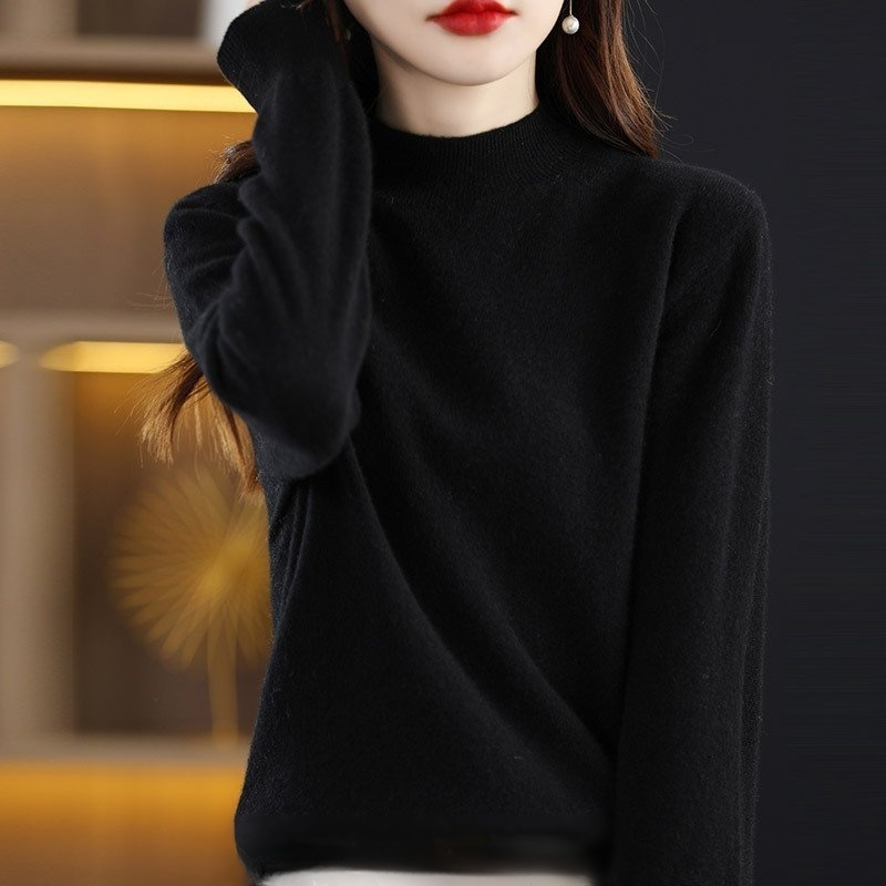 精巧裁ち 無地 カジュアル シンプル 長袖 ニット