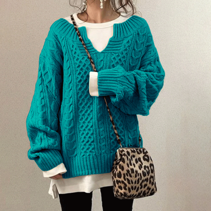 スウィート スリット Vネック ルーズ ニット　