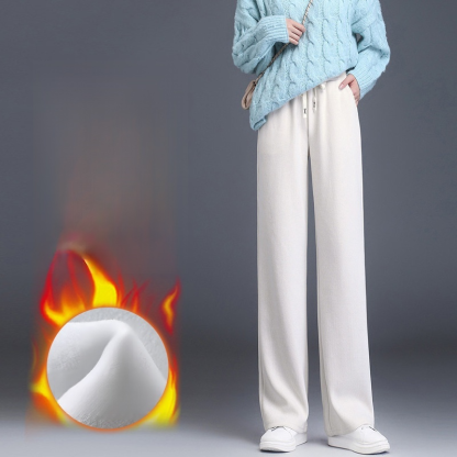 【裏起毛なし/裏起毛あり】柔らかい 無地 ストレート ワイドパンツ