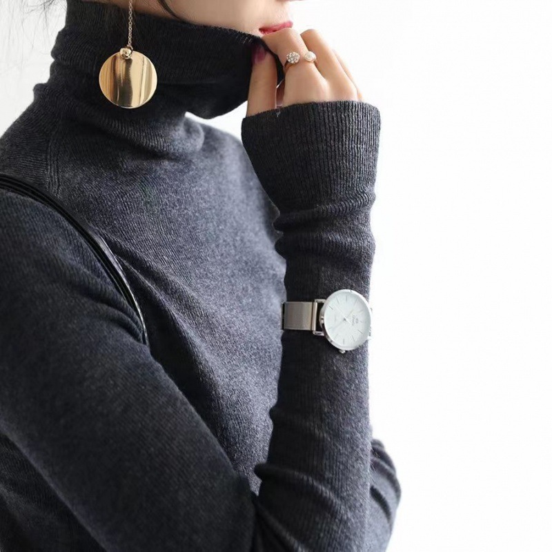 レディース タートルネック カシミヤ 無地 ニット