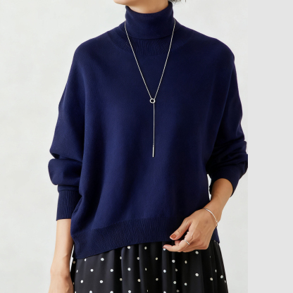タートルネック ドルマンスリーブ 無地 ニット