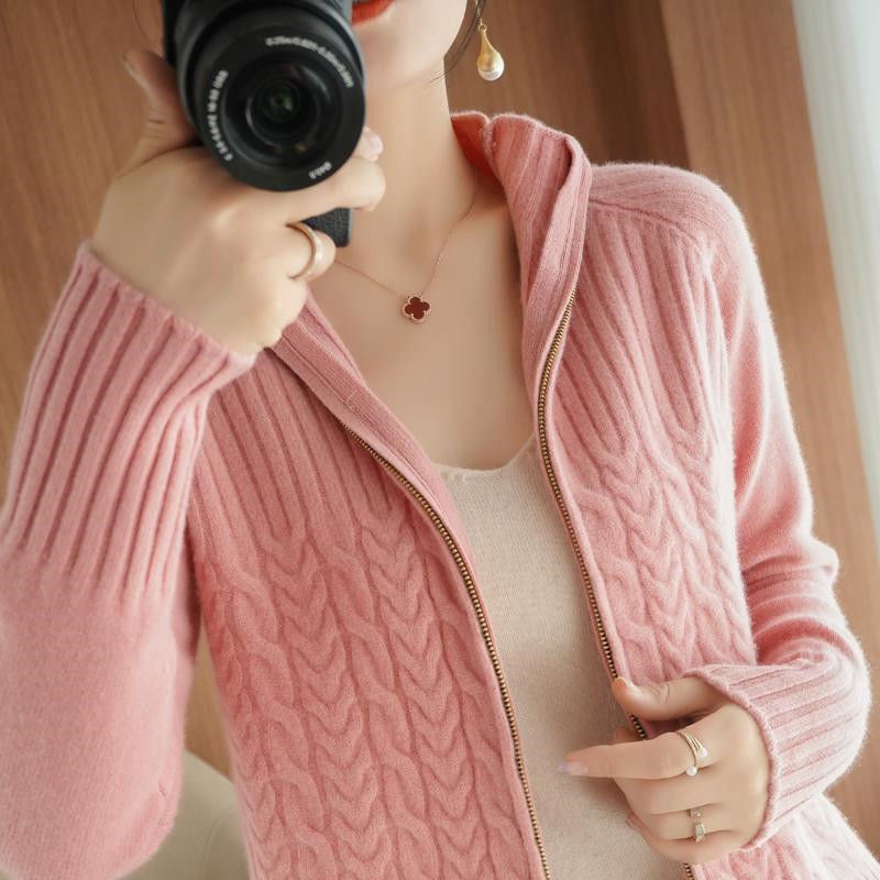 無地 カジュアル シンプル ジッパー付き カーディガン