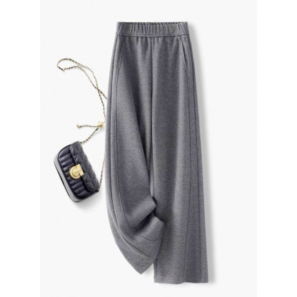 ルーズ 無地 レトロ ハイウエスト ワイドパンツ
