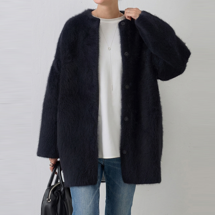 ウールセーター 無地 カジュアル シンプル 長袖 カーディガン