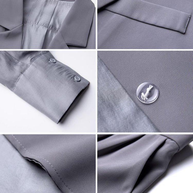 美人度アップ 無地 フォン ジャケット+ワイドパンツ 2点セット