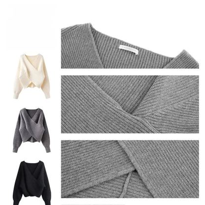 ゆったり Vネック クロス ニットセット