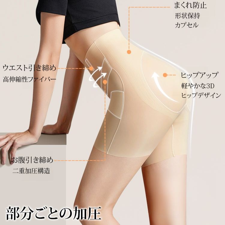 冷感素材 ハイウエスト 美くびれ＆美尻 ガードル