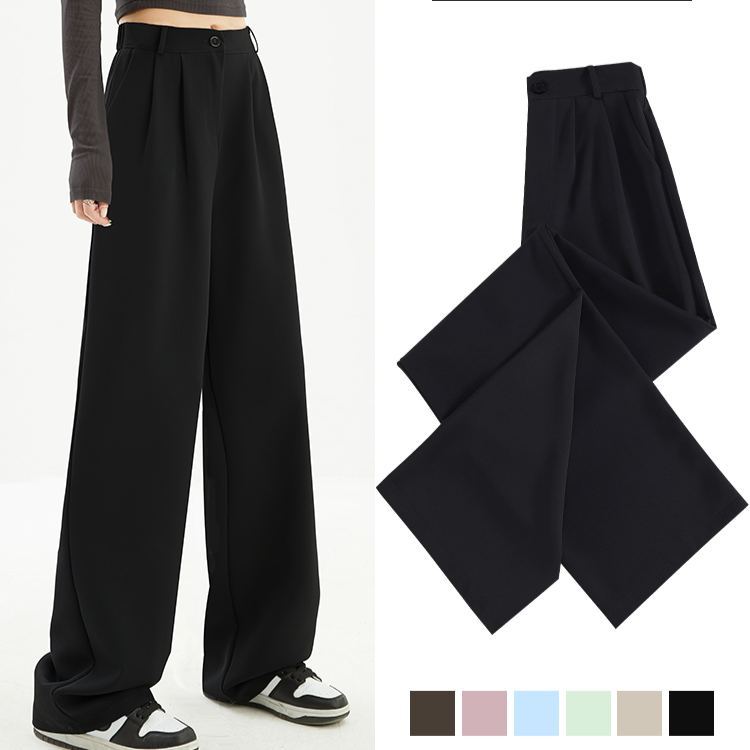ハイウエスト 無地 カジュアル シンプル ガウチョパンツ