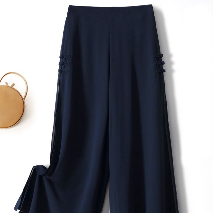ファッション ハイウエスト シフォン ワイドパンツ