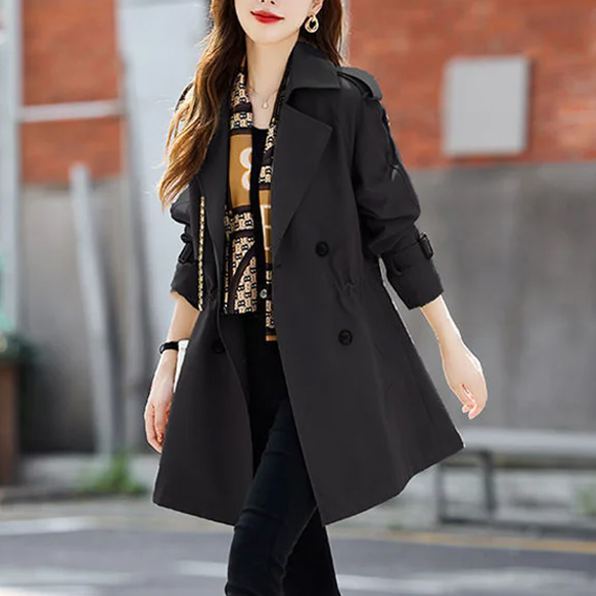 ミディアムロングトレンチコートカジュアルスリムジャケット