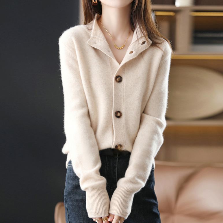 無地 カジュアル シンプル カシミヤ ニット カーディガン