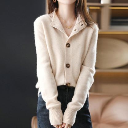 無地 カジュアル シンプル カシミヤ ニット カーディガン