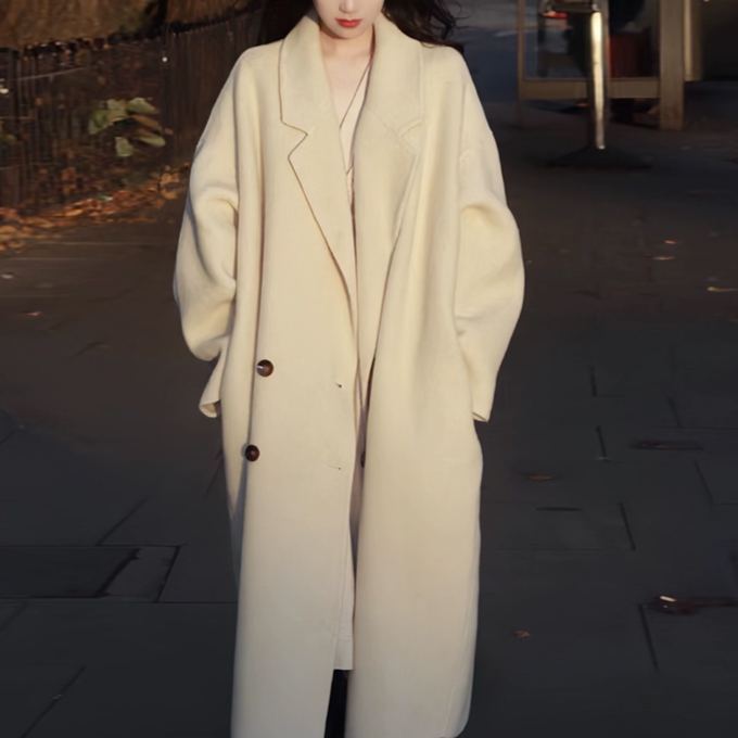 着瘦せ効果のある 無地 カジュアル シンプル ウール コート