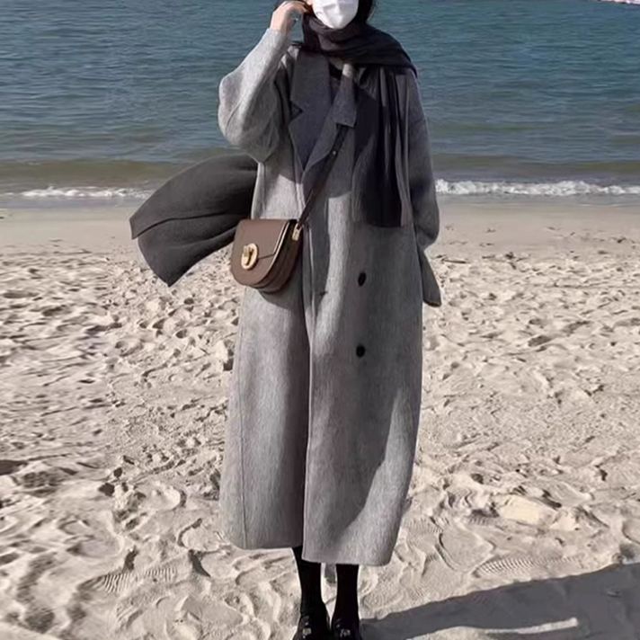 着瘦せ効果のある 無地 カジュアル シンプル ウール コート