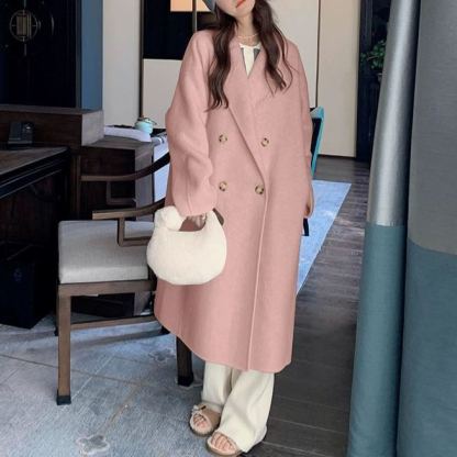 着瘦せ効果のある 無地 カジュアル シンプル ウール コート