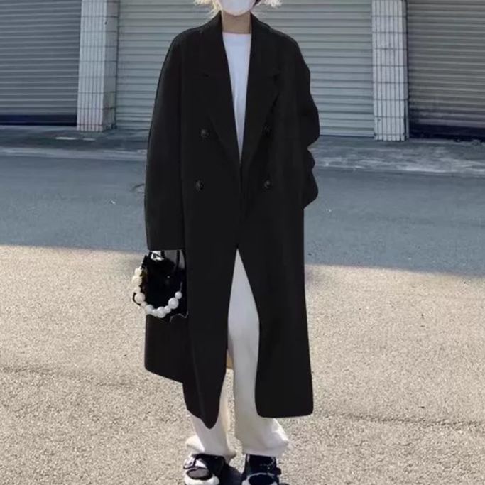 着瘦せ効果のある 無地 カジュアル シンプル ウール コート