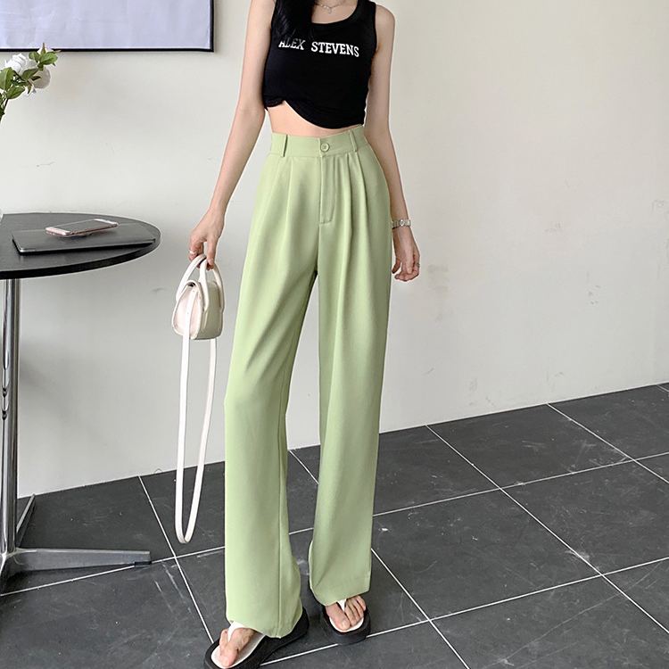 ハイウエスト 無地 カジュアル シンプル ガウチョパンツ