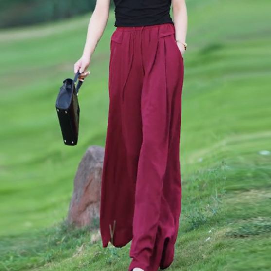 無地 カジュアル シンプル ハイウエスト ワイドパンツ