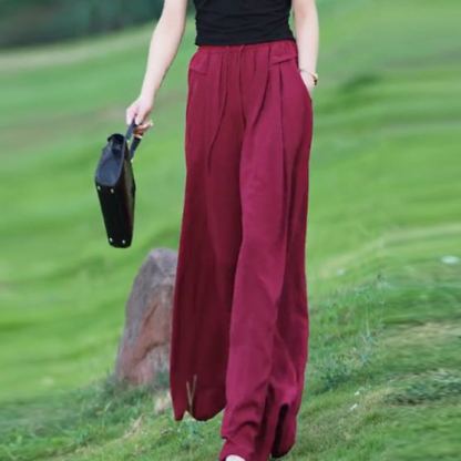 無地 カジュアル シンプル ハイウエスト ワイドパンツ