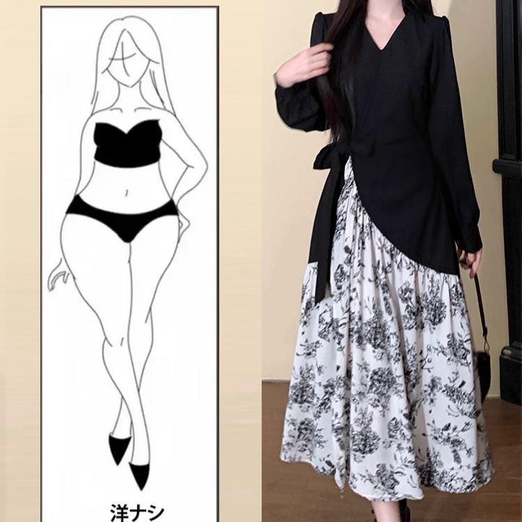 ファッション ウエスト リボン 花柄 カジュアルワンピース