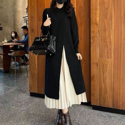 無地 ロング丈 レディース ファッション ニットワンピース