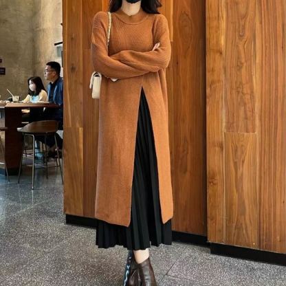 無地 ロング丈 レディース ファッション ニットワンピース